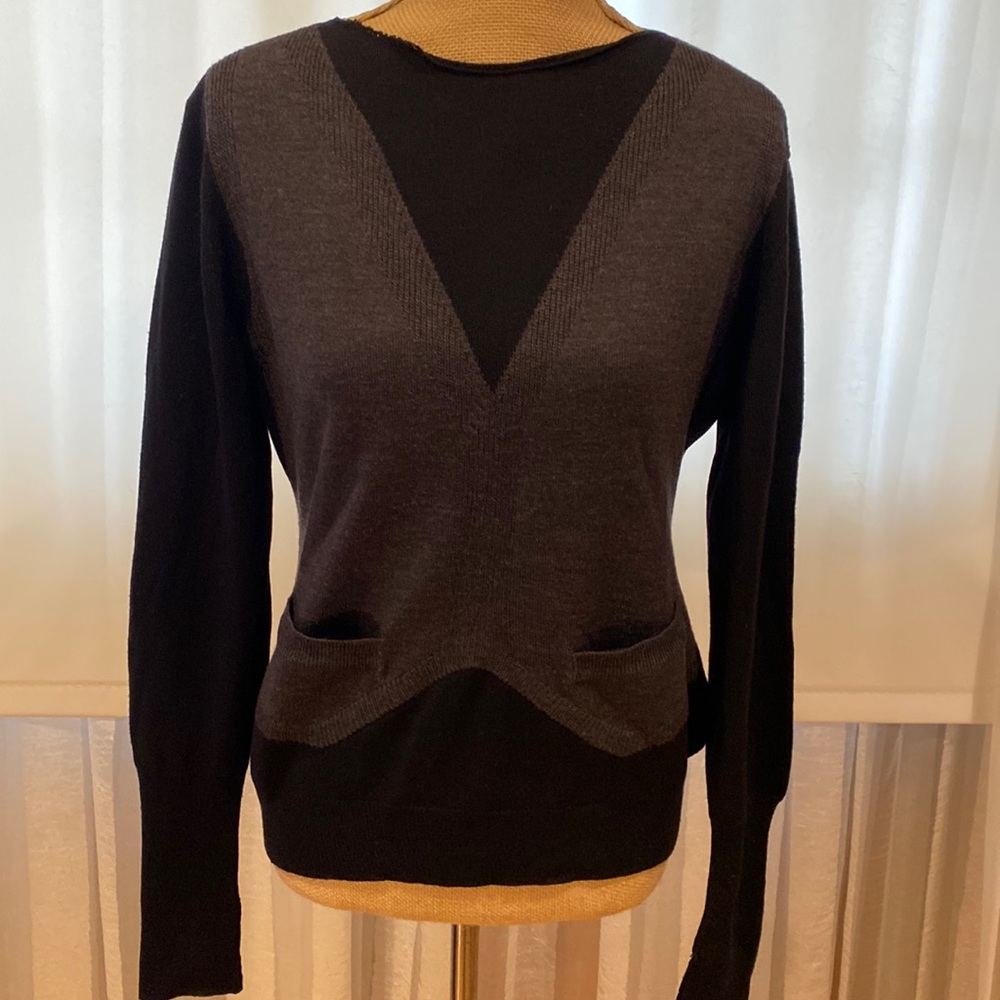 Jean Paul Gaultier fabulous black and gray wool sweater, size L